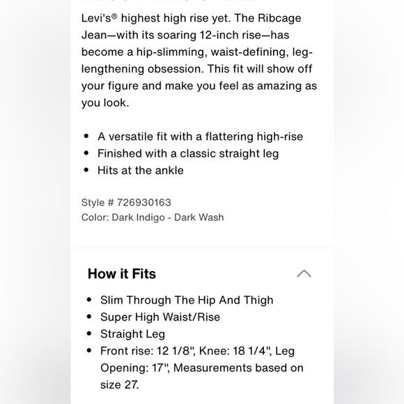 LEVI’S HIGH RIBCAGE STRAIGHT BUTTON FLY HIGH WAISTED JEANS ICONIC 5POCKET STYLE - Picture 4 of 15